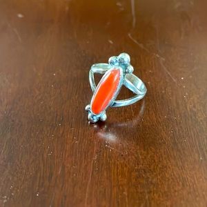 Antique coral and silver ring. This is unmarked but I believe it is silver